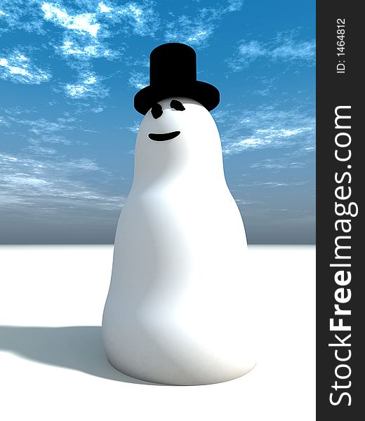 A computer created Christmas scene of a snowman. A computer created Christmas scene of a snowman.