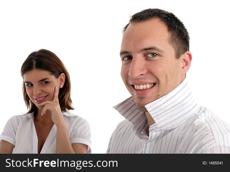 Stock photo of a young couple (focus on man)
