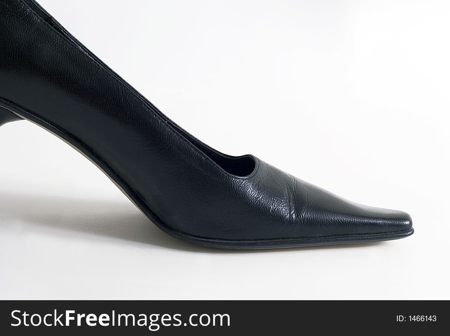 Close up Black high heel shoes on white background. Close up Black high heel shoes on white background