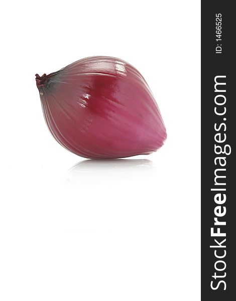 Red onion on white background