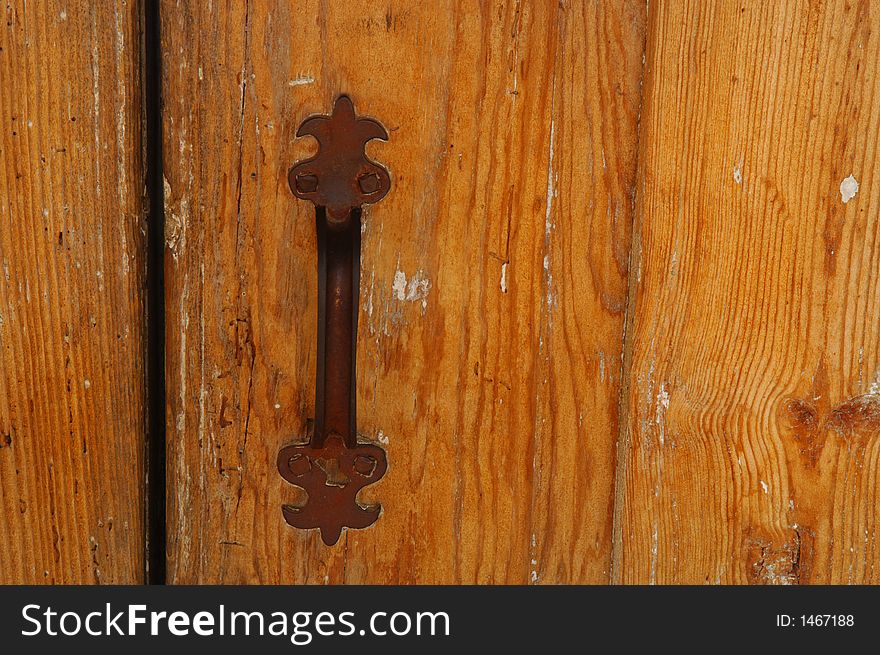 Closeup of Chapel door handle in Mission