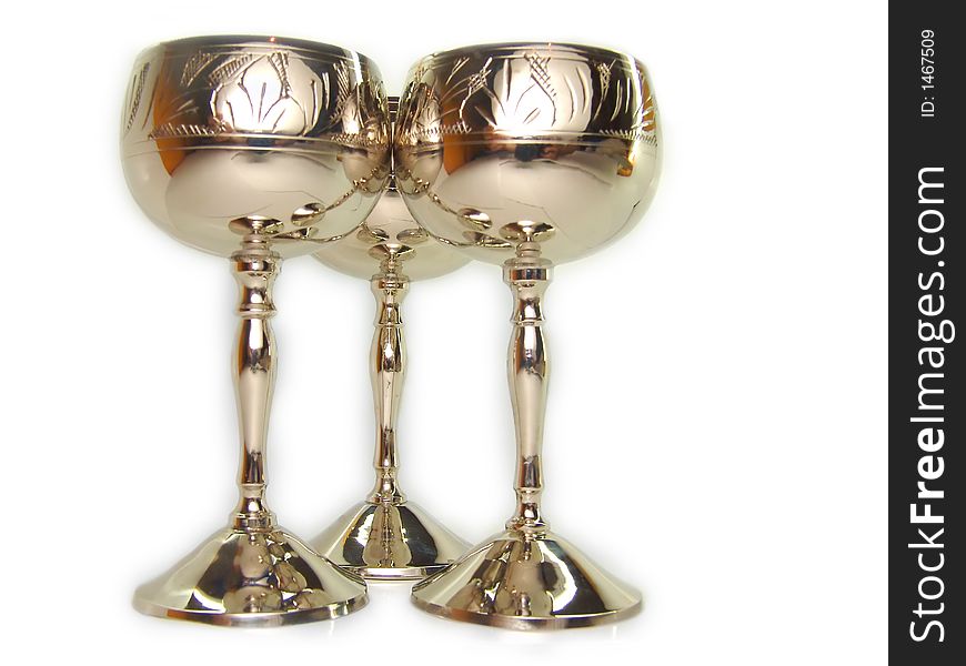 Three metall glasses for wine together