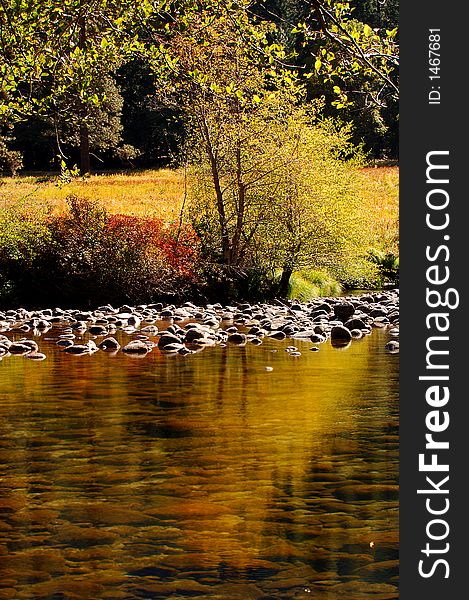 Beautiful reflections of fall color in yosemite. Beautiful reflections of fall color in yosemite