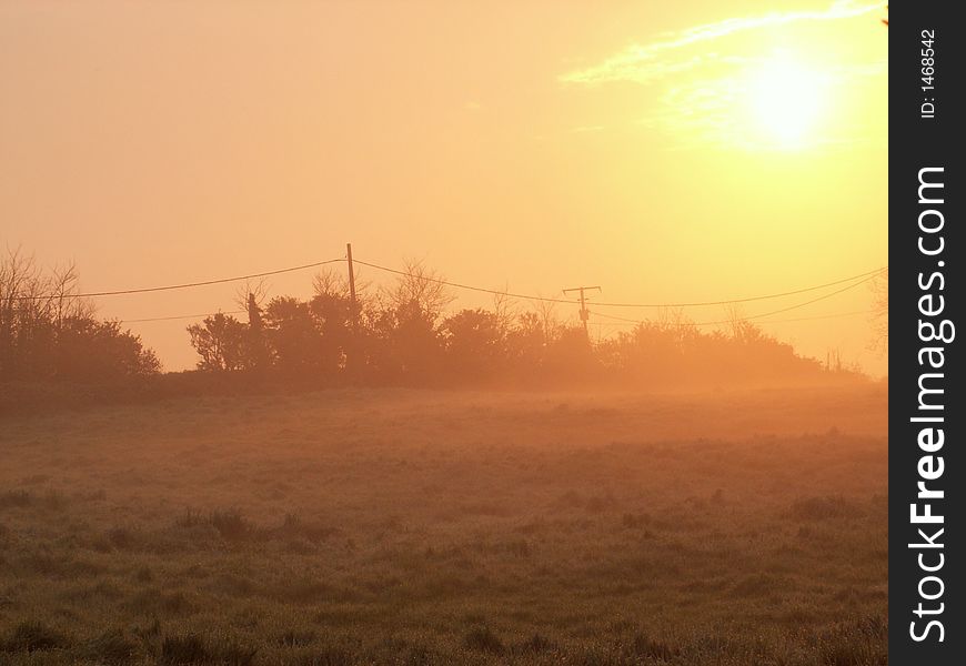 Sunrise on a meadow, france