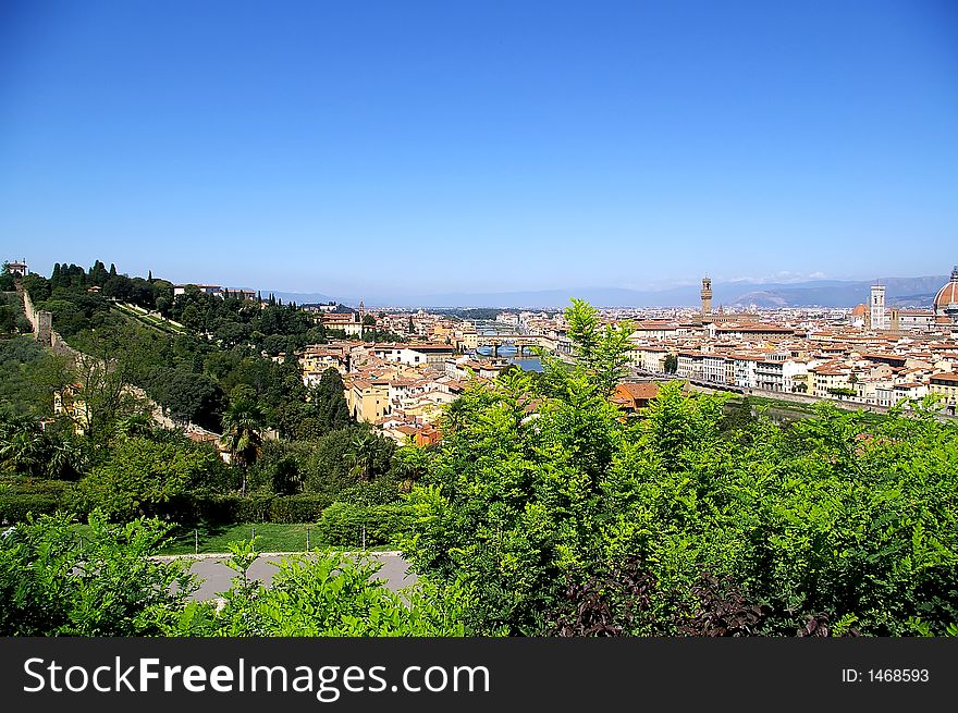 View of Florence with the ponte vecchio,. View of Florence with the ponte vecchio,