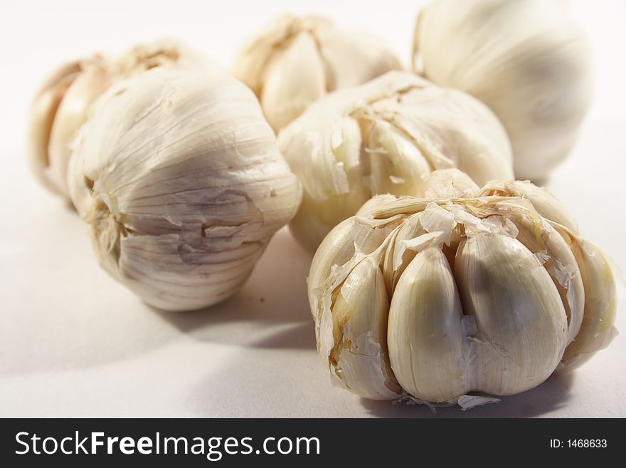 Group of garlic with white background