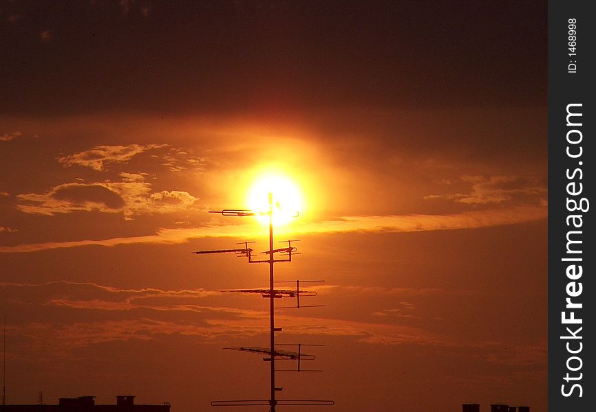 Summer sunsetin on the Silesian sky. Summer sunsetin on the Silesian sky