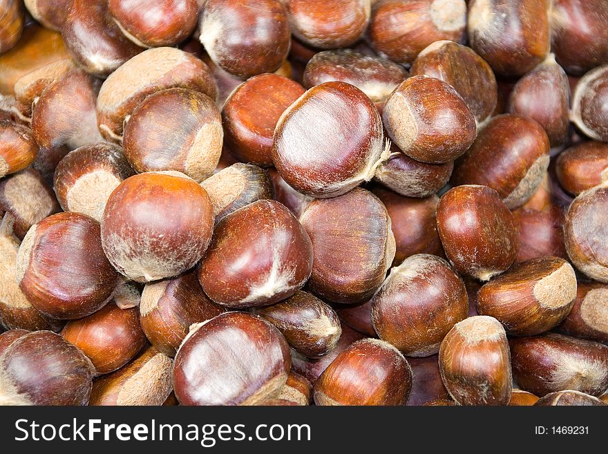 Beautiful organic chestnuts texture can be used as a background