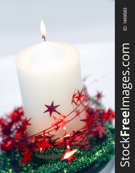 Christmas candle with stars decoration. Christmas candle with stars decoration