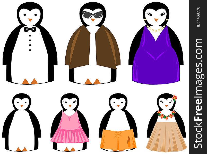 Penguins in formal wear, Hawaiian wear, ballet ready and naked. Cute for seasonal cards, mailings, and scrapbooking. These guys are sure to bring a smile to anyone's face. =). Penguins in formal wear, Hawaiian wear, ballet ready and naked. Cute for seasonal cards, mailings, and scrapbooking. These guys are sure to bring a smile to anyone's face. =)
