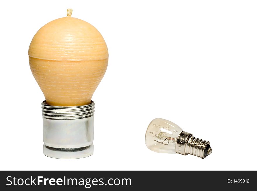 Series object on white: Lamp with candle. Series object on white: Lamp with candle