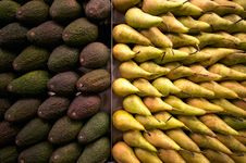 Containers With Avocados And Pears Stock Photo Containers With Avocados And Pears Stock Photo