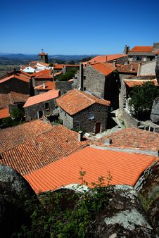 Stone Village With Red Roofs Stock Images