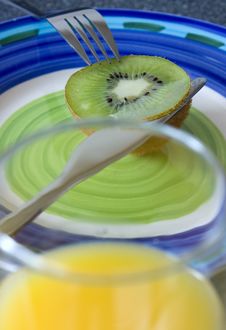 Kiwi, Knife And Orange Juice Royalty Free Stock Photo Kiwi, Knife And Orange Juice Royalty Free Stock Photo