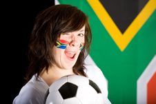 Happy Soccer Supporter, Female With Soccer Ball Stock Photos Happy Soccer Supporter, Female With Soccer Ball Stock Photos