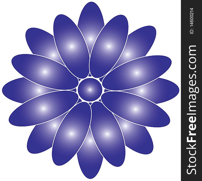 Illustration of a daisy-style flower in gradient dark purple with light reflections. Illustration of a daisy-style flower in gradient dark purple with light reflections