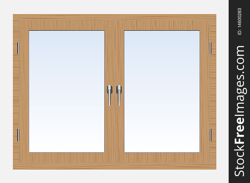 Vector illustration of closed modern wooden window