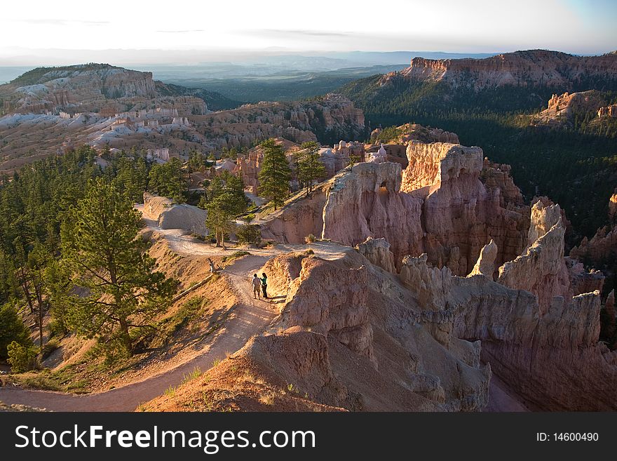 Walking path in beautiful landscape in Bryce Canyon with magnificent Stone formation. Walking path in beautiful landscape in Bryce Canyon with magnificent Stone formation