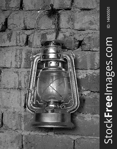 Vintage Kerosene lamp in monochrome.