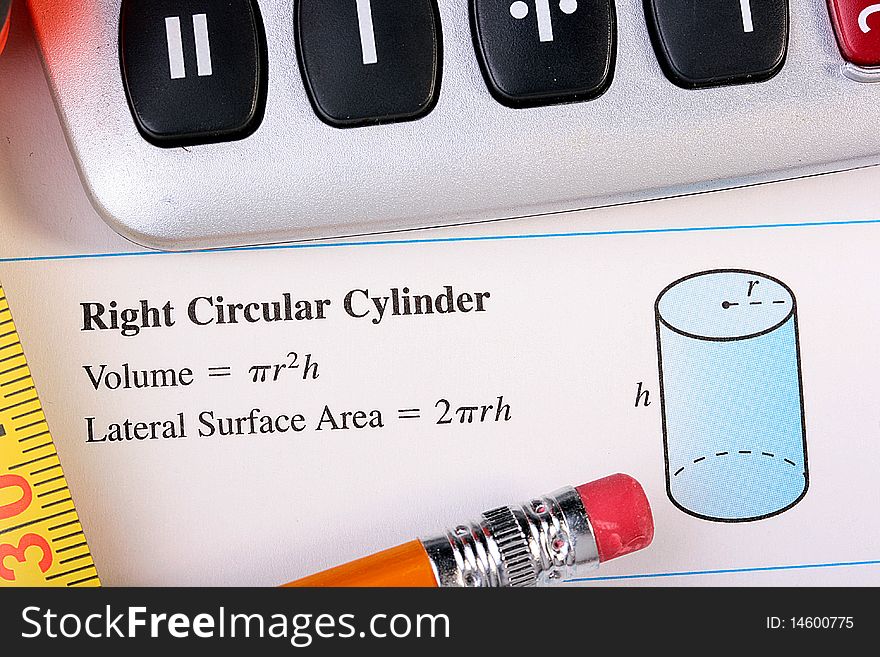 Drawing of the correct cylinder with accessories of mathematical measurements.