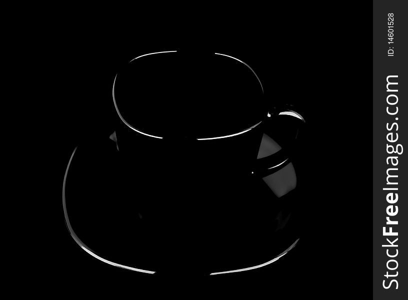 The silhouette black mug on black background
