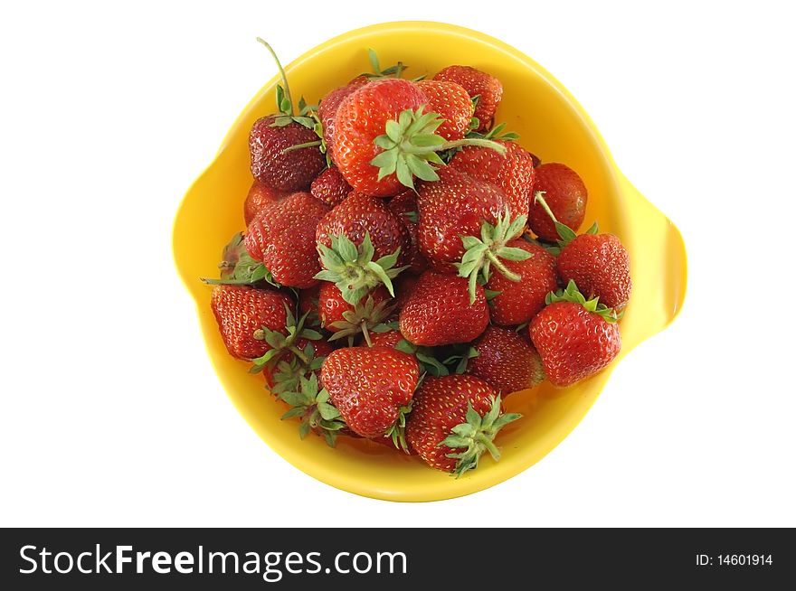 Strawberry in plate (white bakground)