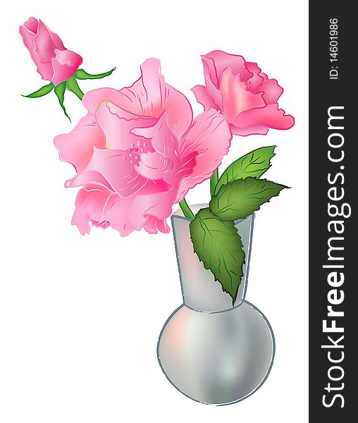 Card with rose and vase for design