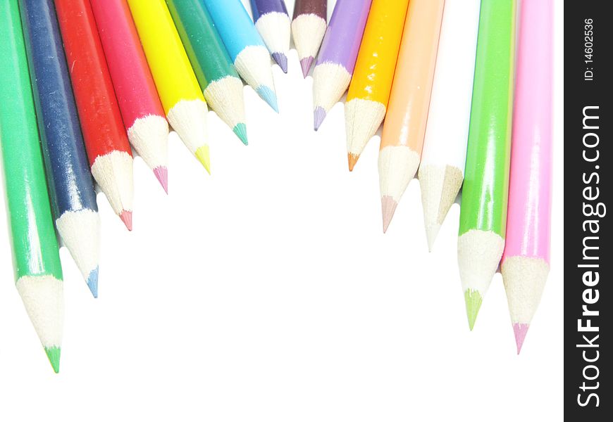 Set of colored pencils closeup