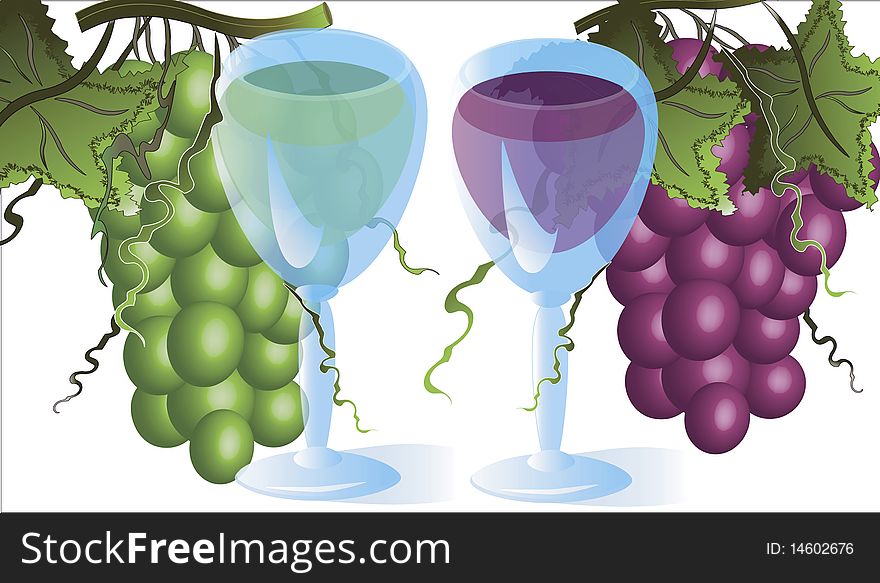 Two glasses and grapes