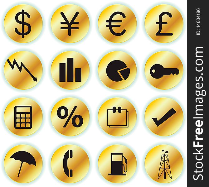 Collection of golden finance icons