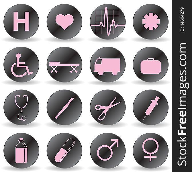 Set of black medical icons