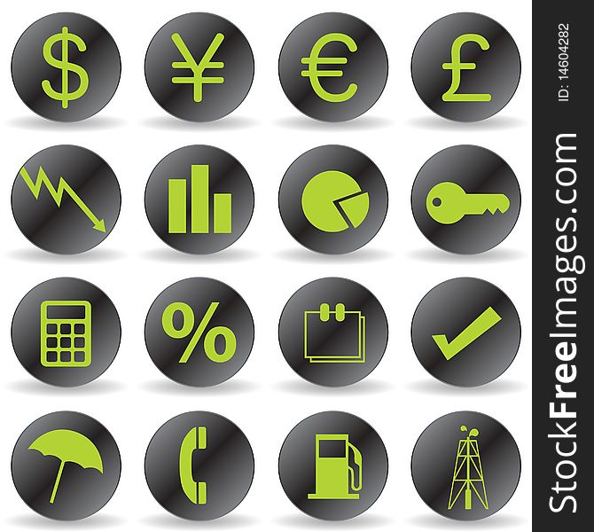 Set of black finance icons