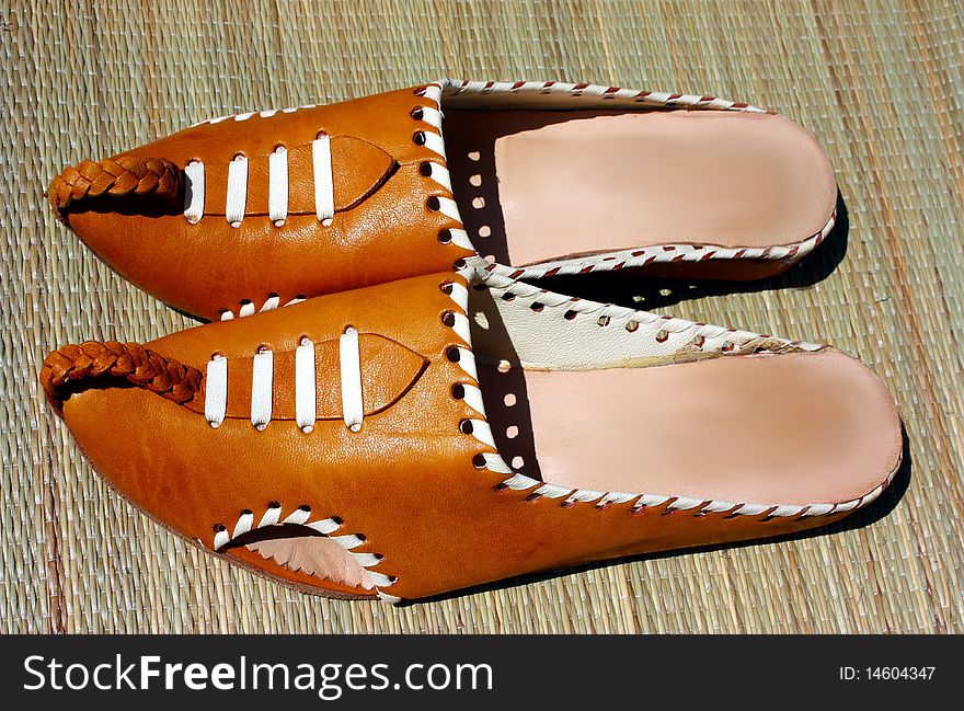 Moroccan oriental genuine leather slippers. Moroccan oriental genuine leather slippers