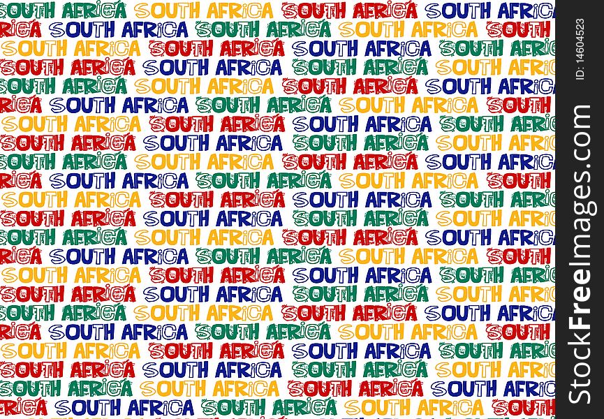 South africa text in different colors, soccer world cup. South africa text in different colors, soccer world cup