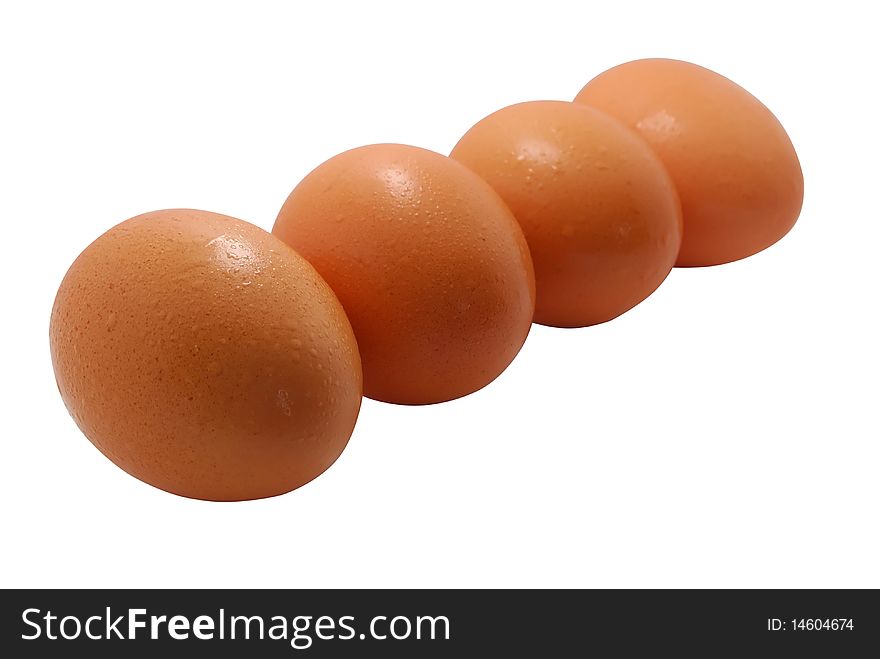 The four eggs on white background.