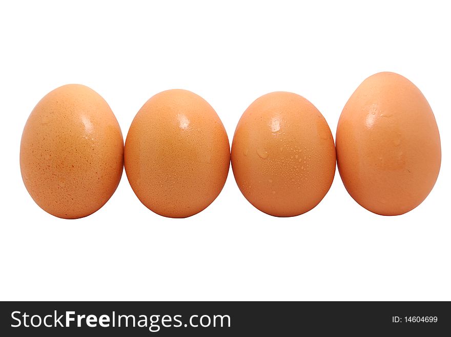 The four eggs on white background.