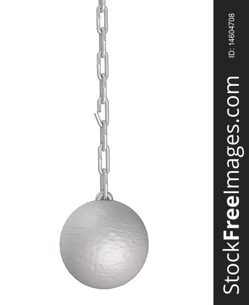 3d ball and massive chain on white background
