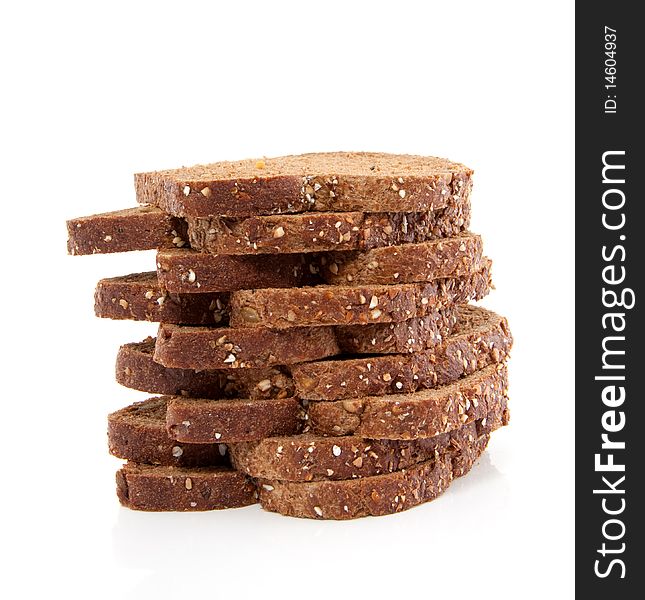 A stack of brown sandwiches isolated over white