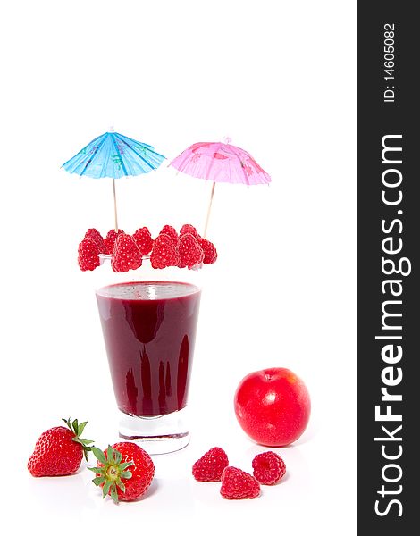A nice decorated fresh made fruit cocktail isolated over white. A nice decorated fresh made fruit cocktail isolated over white