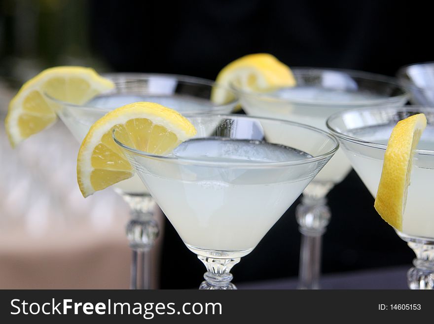 Lemon martini cocktails at the spa. Lemon martini cocktails at the spa