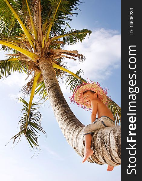 Happy boy on tropical beach. Happy boy on tropical beach