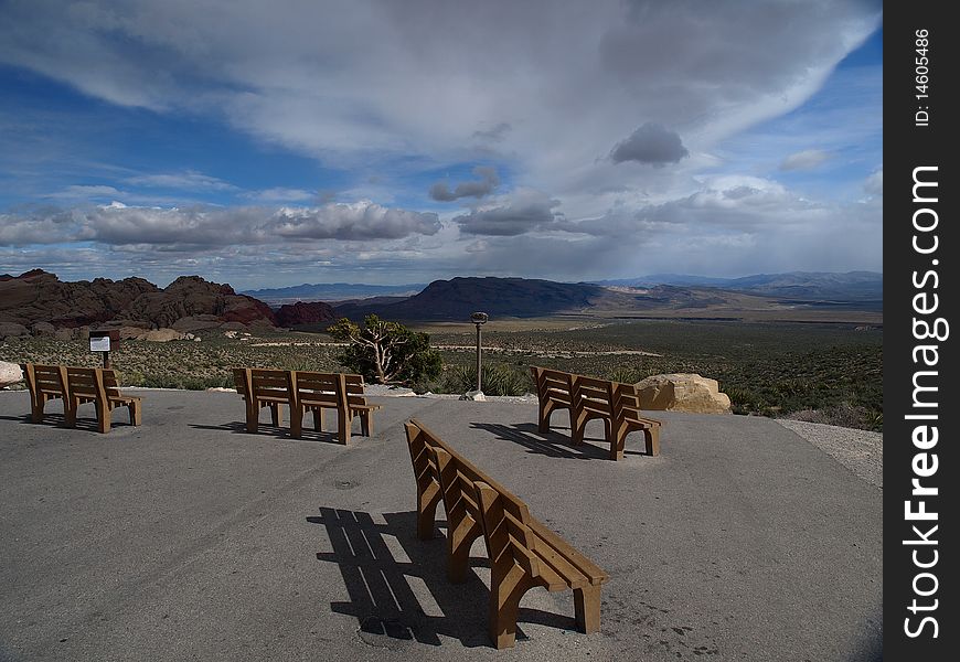 Park benches at red rock canyon