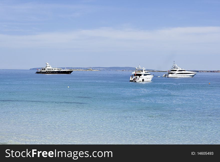 Several yatch in ibiza island. Several yatch in ibiza island