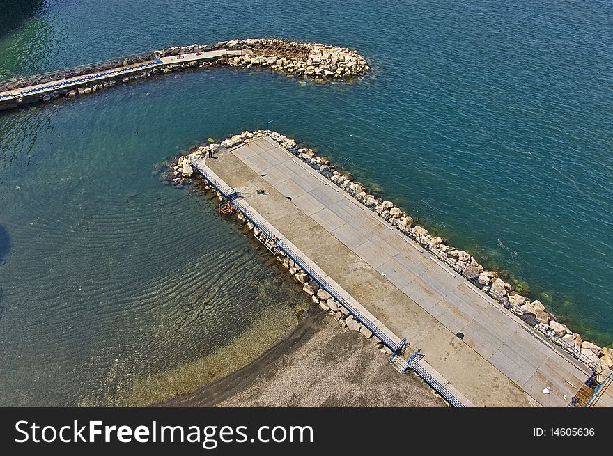 Sorrento coast line and sea dam