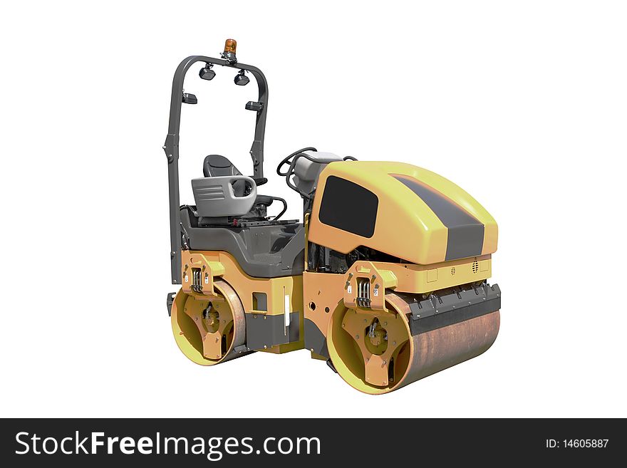 The image of road roller under the white background