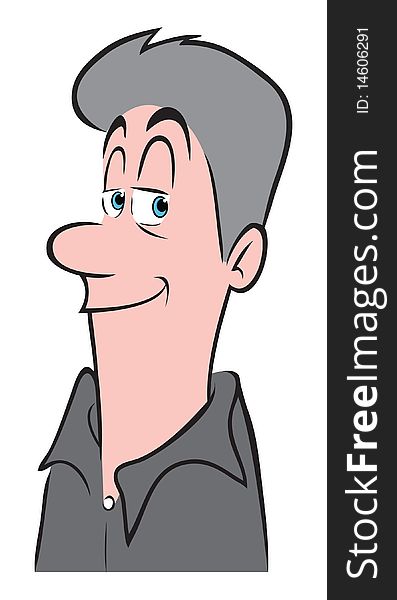 Cartoon vector illustration of a middle-aged guy. Cartoon vector illustration of a middle-aged guy