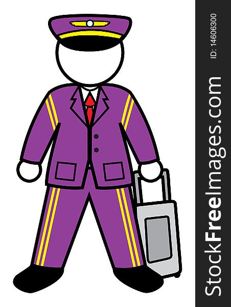 Cartoon vector illustration of a pilot