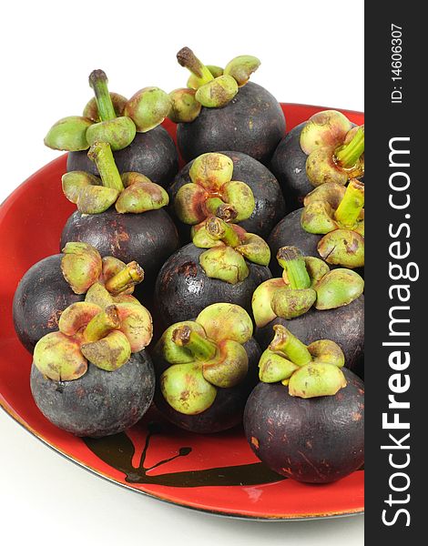 Mangosteen in the red plate