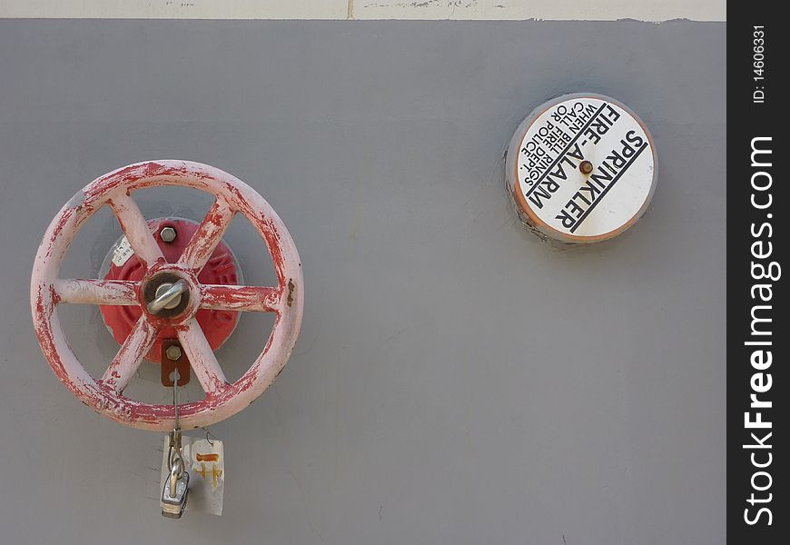 Detail of a sprinkler system in a car factory. Detail of a sprinkler system in a car factory