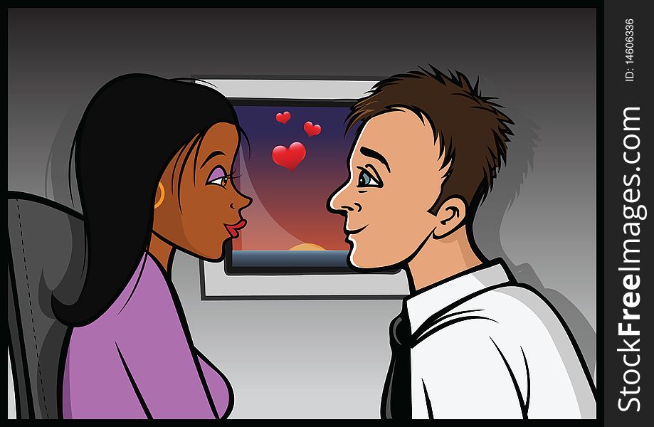 Cartoon vector illustration of a romantic moment